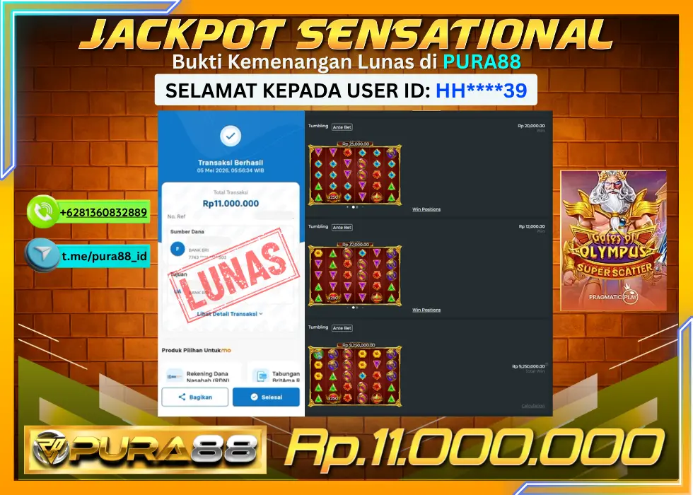 PURA88 JACKPOT GATES OF OLYMPUS SUPER SCATTER Rp 11.000.000,- LUNAS